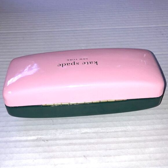 KATE SPADE Sunglasses Eyeglass Case Pink and Charcoal Gray Grey Hard Clamshell - Picture 7 of 10